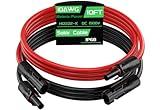 Bateria Power 10Feet 10AWG Solar Panel Extension Cable, 10 Gauge 6mm² PV Wire with Female & Male Waterproof Connectors for RV, Photovoltaic Systems, Set of 2