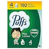 Puffs Plus Lotion with Vicks Facial Tissues, 4 Cubes, 48 Tissues per Box