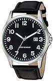 Amazon Essentials Men's Easy to Read Strap Watch, Silver-Tone and Black Strap