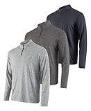 Real Essentials Mens Quarter 1/4 Zip Pullover Men Sweatshirt Long Sleeve Shirts 1/2 Athletic Fishing Dry Fit Shirt Gym Running Compression Golf Half Top Workout Sweatshirts, Set 2, L, Pack of 3