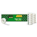 Scotch Magic Tape, Invisible, Repair Christmas Cards and Use as Holiday Gift Wrap Supplies for Christmas, 12 Tape Rolls