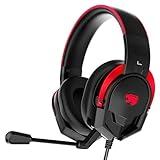 IMYB A88 Gaming Headset with Microphone, Stereo Wired Noise Cancelling Over-Ear Headphones with Mic for Pc, Ps5, Xbox One Series X/s, Ps4, Computer, Laptop, Mac, Nintendo, Gamer (Red)