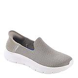 Skechers Women's Hands Free Slip-Ins Go Walk Flex-Relish Sneaker, Taupe/Blue, 9.5