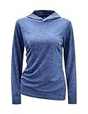 MIER Long Sleeve Workout Tops for Women Sun Protection UPF 50+ Hoodie Shirts Fishing Hiking Tops, Heather Ocean Blue, M