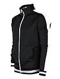 SCREENSHOTBRAND-51700 Mens Urban Hip Hop Premium Track Jacket - Slim Fit Side Taping Basic-Black-Medium