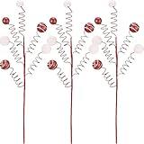 Sea Team 6-Pack Decorative Christmas Tree Branches, Painted Ball Ornament Twigs, Tree Toppers, Vase Fillers, Stems, Picks for Christmas Tree, Wreath, Garland, 16-Inch, Red & White