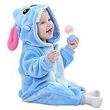 MUST ROSE SPORTS AND HOMEWEAR Unisex Baby Flannel Romper Animal Onesie Costume Hooded Cartoon Outfit Suit (Blue, 80(5-11M)