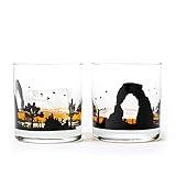 Black Lantern Whiskey Glasses - Unique Themed Cocktail & Everyday Use Drinking Glasses, Perfect for Outdoor Enthusiasts & Nature Lovers - (Set of Two 11oz. Glasses) Desert Landscape Design