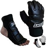 Sparring Set MMA Gloves Hand Protector Taekwondo Sparring Gear for Martial Arts Punch Bag Kickboxing Foot Guards Karate Training Boxing Gloves Foot Gear for Men Women Kids XS-XL (Large, Black)