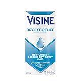 Visine Dry Eye Relief Lubricant Eye Drops with Polyethylene Glycol 400 to Moisturize and Soothe Irritated, Gritty and Dry Eyes, Designed to Work Like Real Tears, 0.5 fl. oz