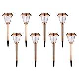 Voona Solar Lights Outdoor - 8 Pack Copper Garden Walkway Lights Solar Powered Waterproof for Garden, Lawn, Yard, Pathway