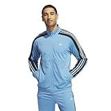 adidas Men's Essentials Tricot Regular Color Block Track Jacket, Light Blue