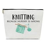 Ythuil Funny Knitting Gifts Makeup Bag, Crocheting Gifts for Knitters Lovers, Women, Crocheter Supplies Stuff, Cosmetic Bag for Purse