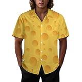 Joyidec Mens Funny 3D Cheese Hawaiian Shirt Casual Button Down Short Sleeve Tropical Beach Holiday Aloha Party Shirt for Men Funny M