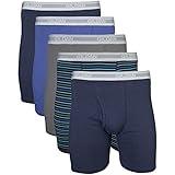 Gildan Men's Underwear Boxer Briefs, Multipack, Mixed Navy (5-Pack), Large