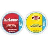 Unsweetened Iced Tea K-Cups for Keurig Variety Pack Sampler. Includes Luzianne Unsweetened, And Lipton Unsweetened, 20 Count