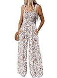 Dokotoo Loose Jumpsuits for Women Overalls Oversized Solid Color Wide Leg One Piece Sleeveless jumpsuit Long Pant Romper with Pockets 2025 Fashion Printed Light Pink Large