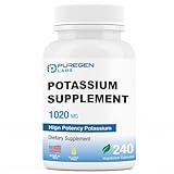 Puregen Labs Potassium Bicarbonate Supplement 1020 mg | Non-GMO | Gluten Free | Made in USA | 240 Vegetarian Capsules