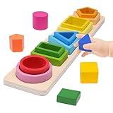 YHHYTOY Montessori Toys for 1+ Year Old, Wooden Baby Stacking Shape Color Sorting Toys for Toddlers 1-3, Preschool Learning Activities Toddler Games, 1 2 3 Year Old Girls Boys Birthday Gifts