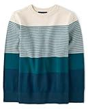 The Children's Place Boys' Long Sleeve Sweater, Vanilla Stripe Crew Neck, Large