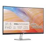 Dell S3222HN Curved Monitor - 31.5-inch FHD (1920x1080) 75Hz 4Ms 1800R Curved Display, HDMI Connectivity, AMD FreeSync Technology, Tilt Adjustability - Silver