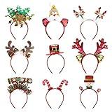 Oiuros 9PCS Christmas Headbands, Christmas Costume Headwears, Christmas Head Topper Accessories Christmas Party Holiday Favors