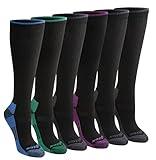 Dickies Women's Dri-Tech Essential Moisture Control Crew Socks, Available in S-XL (6, 12, Knee-Hi Black Assort (6 Pairs), Medium