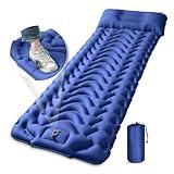 MEETPEAK Sleeping Pad, Extra Thickness 4 Inch Inflatable Camping Sleeping Mat with Pillow Built-in Foot Press, Compact Ultralight Camping Air Mattress for Backpacking, Hiking, Tent