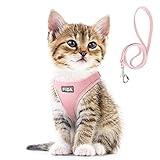 Fida Cat Harness and Leash Set for Walking Kitten and Puppy, Escape Proof Kitten Harness with Breathable Lightweight Soft Mesh, Adjustable Reflective Step-in Design. (XXXS, Pink)