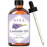SIVA Lavender Essential Oil - 4 Fl Oz – Natural Lavender Oil - for Diffuser, Face, Skin Care, Aromatherapy, Hair Care, Scalp and Body Massage - with Dropper