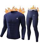 CL convallaria Mens Thermal Underwear Set, Long Johns for Men Winter Hunting Gear Sport Base Layer Top and Bottom Heavyweight Navy Blue M