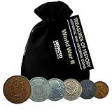 WW2 World Currency - 6 Coins Used During The World War 2 by Allies & Axis (1939-1945). Special WW2 Memorabilia for Collector. Presented in a Velvet Bag. Certificate of Authenticity Included.