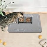 YCT Cat Pet Food Mat, Cat Feeding Mat, Non-Slip Bottom Absorbent Pet Mat, Quick Dry Dog Cat & Dog Food Mat, Pet Supplies Mat, 11.8"x18.1" Gray