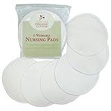 TL Care Nursing Pads Made with Organic Cotton - Soft, Breathable, Absorbent & Washable, Natural Color, 6 Count