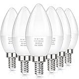 MAXvolador E12 LED Candelabra Light Bulbs 60W Equivalent, Daylight White 5000K 600 Lumen Chandelier Bulb, 6W B11 Candle Base, Non-Dimmable, Pack of 6