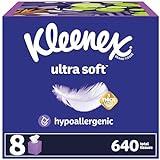 Kleenex Ultra Soft Facial Tissues, 8 Cube Boxes, 80 Tissues per Box, 3-Ply, Packaging May Vary