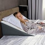 Kolbs Bed Wedge Pillow for Sleep Apnea, Sleeping Comfort, Relaxing, Acid Reflux, Heartburn and Back Pain Relief. Cushion for Sitting Up in Bed. Memory Foam Top, Chic Jacquard Washable Cover.