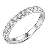 IMOLOVE Moissanite Wedding Band Wedding Rings for Women 925 Sterling Silver Rings with 18K White Gold Plated Eternity Stackable Engagement Ring Anniversary Band Size 7