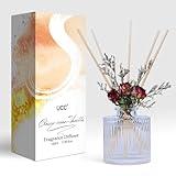 UCC Reed Diffuser Set, 3.38 oz Classic Cream Vanilla Premium Scented Diffuser with Flower Sticks Home Fragrance Reed Diffuser for Bathroom Shelf Decor