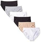 Amazon Essentials Women's Cotton High Leg Brief Underwear (Available in Plus Size), Pack of 6, Black/Camel/Grey Heather/White, Large