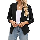 POGTMM Women's Autumn Oversize Slim Fit Lapel Suit Coat Jacket Blazer Outwear (L, Black)