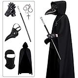 Halloween Plague Doctor Mask ，Steampunk Horror Scary Halloween Plague Doctor Mask Costume Props for Party Prom Gifts Set 6 in 1 for Men Women Kids (6 PCS)