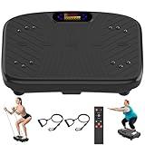 Vibration Plate Exercise Machine, Vibration Plate Platform for Lymphatic Drainage, 200 Adjustable Speeds Power Shaping Vibrating Plate Helps Weight Loss, Shaping, Max Weight 450 Lbs(Black)