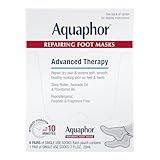 Aquaphor Repairing Foot Masks, Moisturizing Socks for Dry Feet, Hydrating Foot Care Treatment with Avocado Oil and Shea Butter, Pack of 6