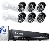 REOLINK 8CH 5MP Home Security Camera System, 6pcs Wired Outdoor PoE IP Cameras with Person/Vehicle/Pet Detection, 4K/8MP 8CH NVR with 2TB HDD for 24-7 Recording, RLK8-410B6-5MP