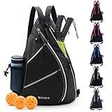 ZOEA Pickleball Bag, Sport Pickleball Sling Bag for Women Man, Adjustable Pickleball Backpack with Water Bottle Holder, Fits 4 Paddles and All Your Other Gear (Black)