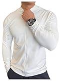 RoseSeek Men's Long Sleeve Zip Up Running Jackets Mock Neck Gym Workout Sports Jacket Tracksuit White Medium