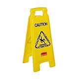 Rubbermaid Commercial Products Multilingual Caution Sign, 26-Inch, Yellow, 2-Sided, High Visibility Floor Warning Sign for Office/Restroom/Restaurant/School/Business/Hospital/Distribution Facility