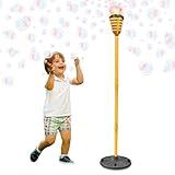 Tiki Torch Bubbler - Halloween Bubble Machine with Lights and Music, Bubble Blower and Wand, Rechargeable Outdoor Toy for Kids Teens Adults, 4 Feet Tall, Includes 4oz Bubble Solution