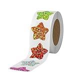 700Pcs Star Stickers,Smiley face Star Stickers for Kids Reward 1inch 8 Colored Sparkly Foil Star Stickers for Student Planner and School Classroom Teacher Supplies 3.15inch in Diameter per roll(8cm)